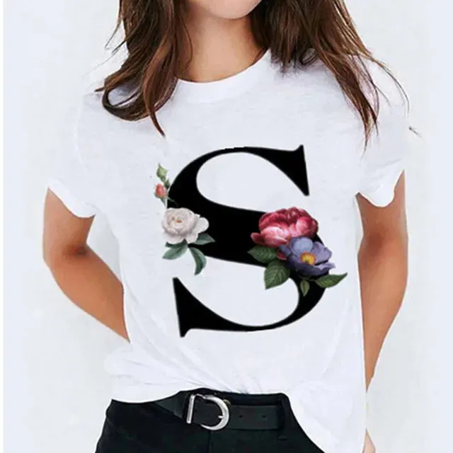 26 Letter Printed Women's T-shirts