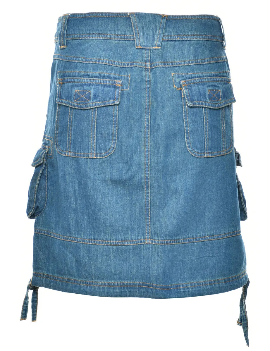 A-Line Denim Cargo Skirt - L