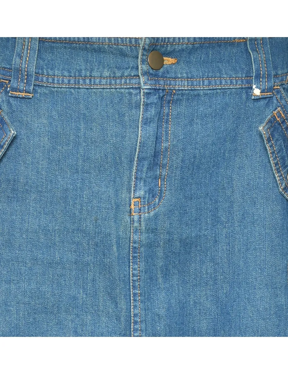 A-Line Denim Cargo Skirt - L
