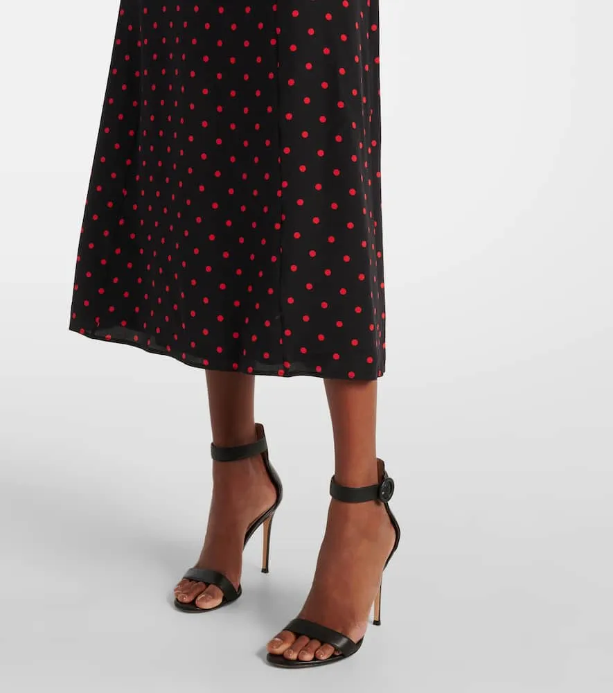 Alessandra Rich Polka-dot lace-trimmed silk midi dress