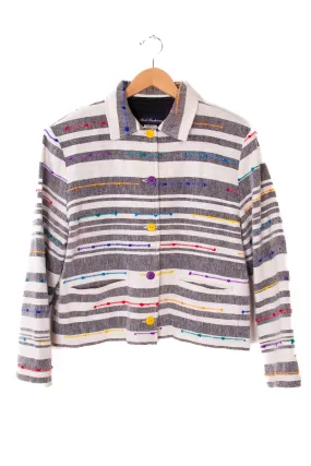 Anas Fashion Rainbow Lines Button Up Jacket