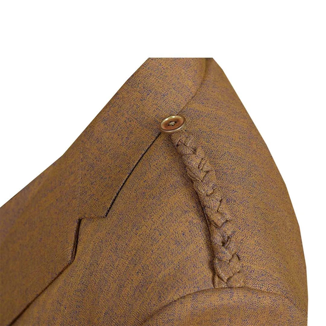 Argyll Jacket With Waistcoat/Vest Brown Serge Wool