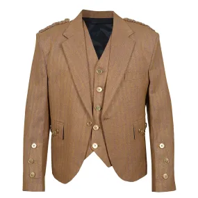 Argyll Jacket With Waistcoat/Vest Brown Serge Wool