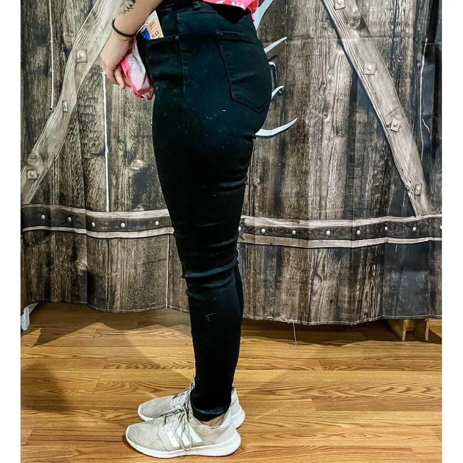 Black Juniors Stretch Wax Jeans
