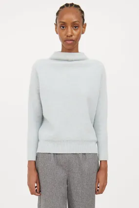 Blue Cashmere Mock Neck Sweater