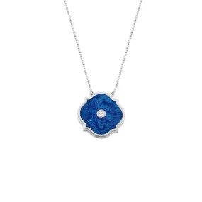 Blue Enamel Silver Necklace
