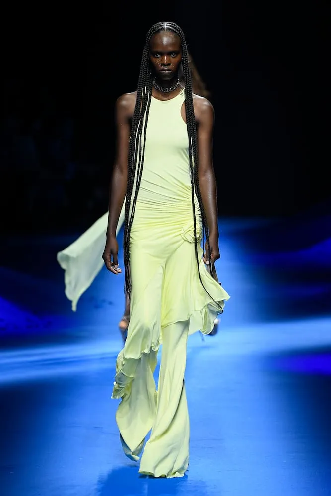 Blumarine Ruched corsage jersey midi dress