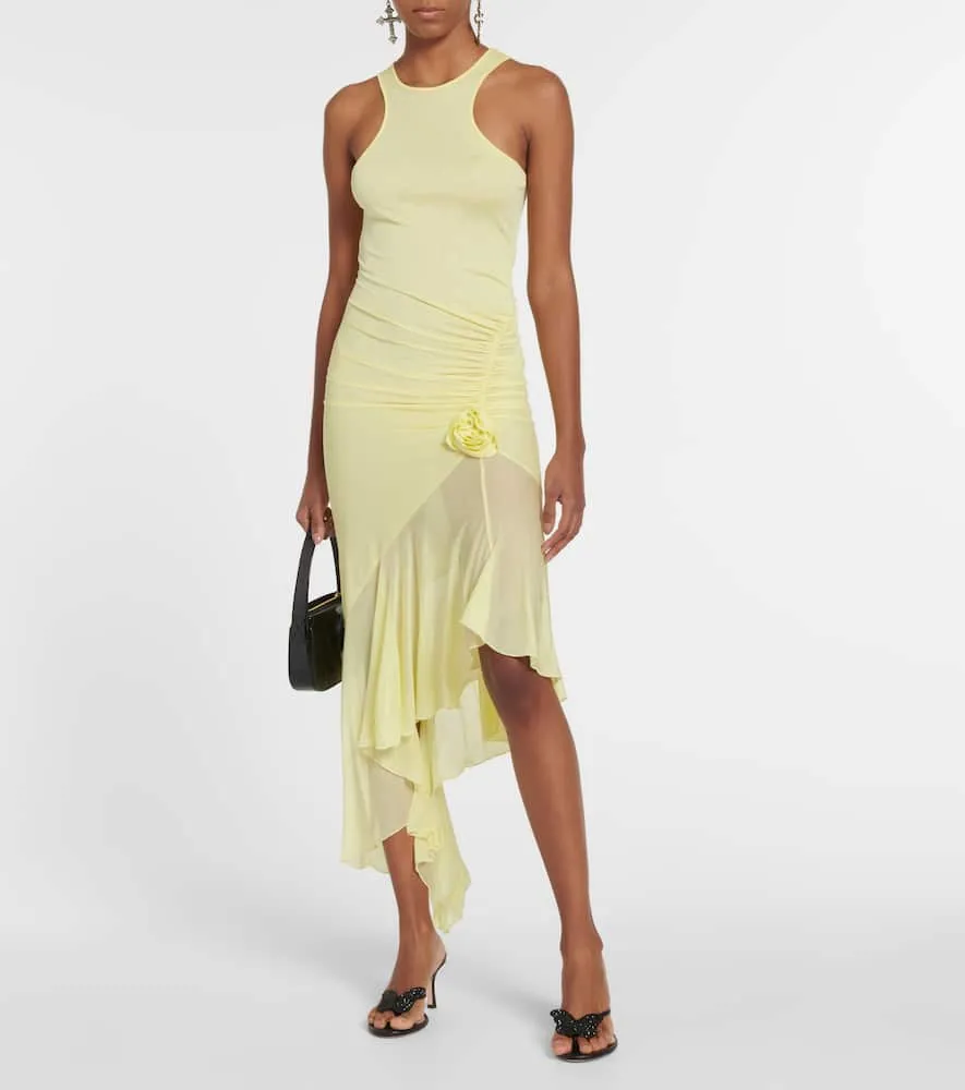 Blumarine Ruched corsage jersey midi dress