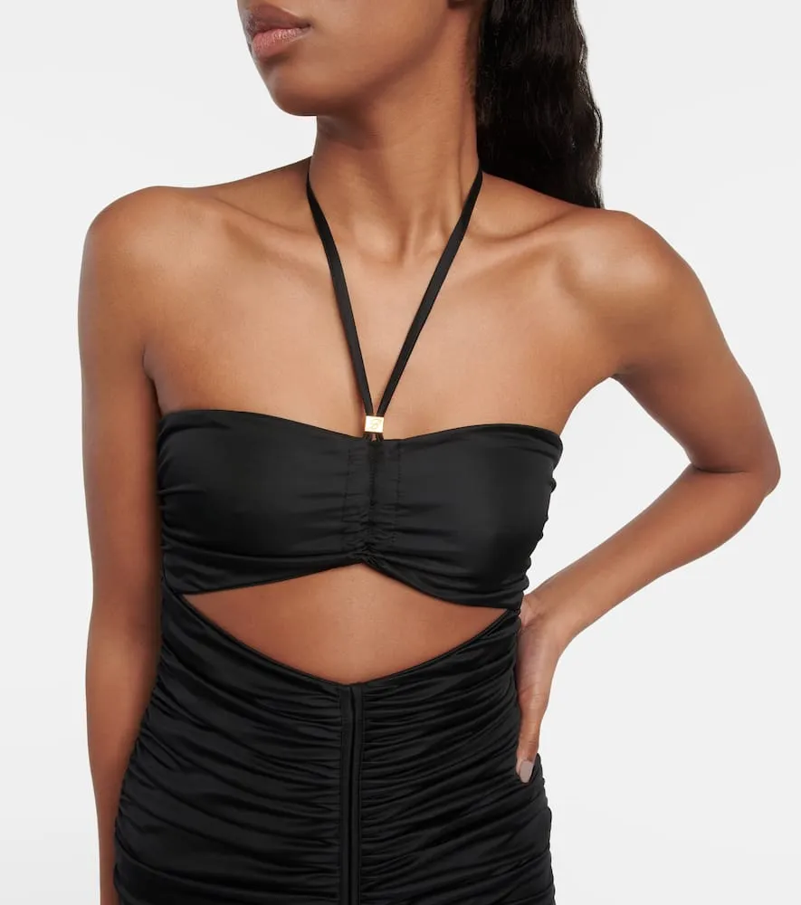 Blumarine Ruched jersey midi dress