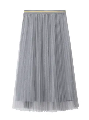 Bright Silk Pleated Gauze Skirt