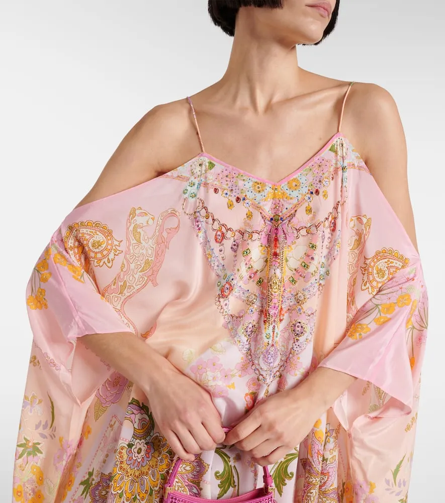 Camilla Printed embellished silk kaftan