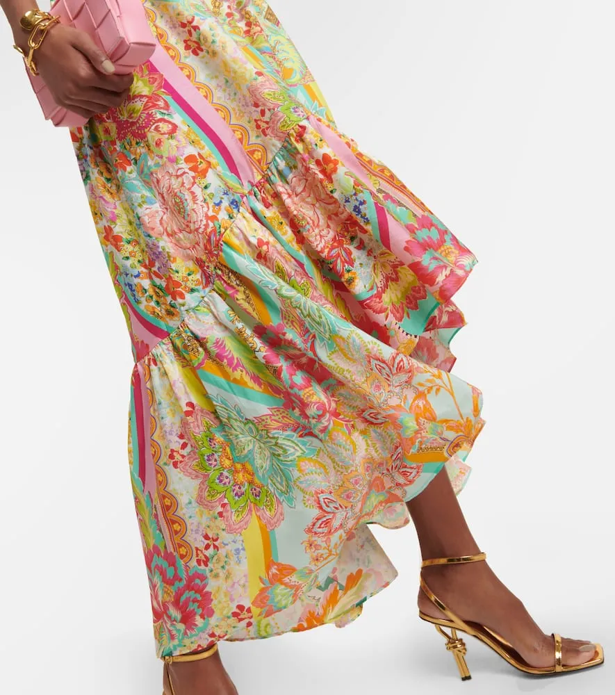 Camilla Printed ruffled silk midi dress