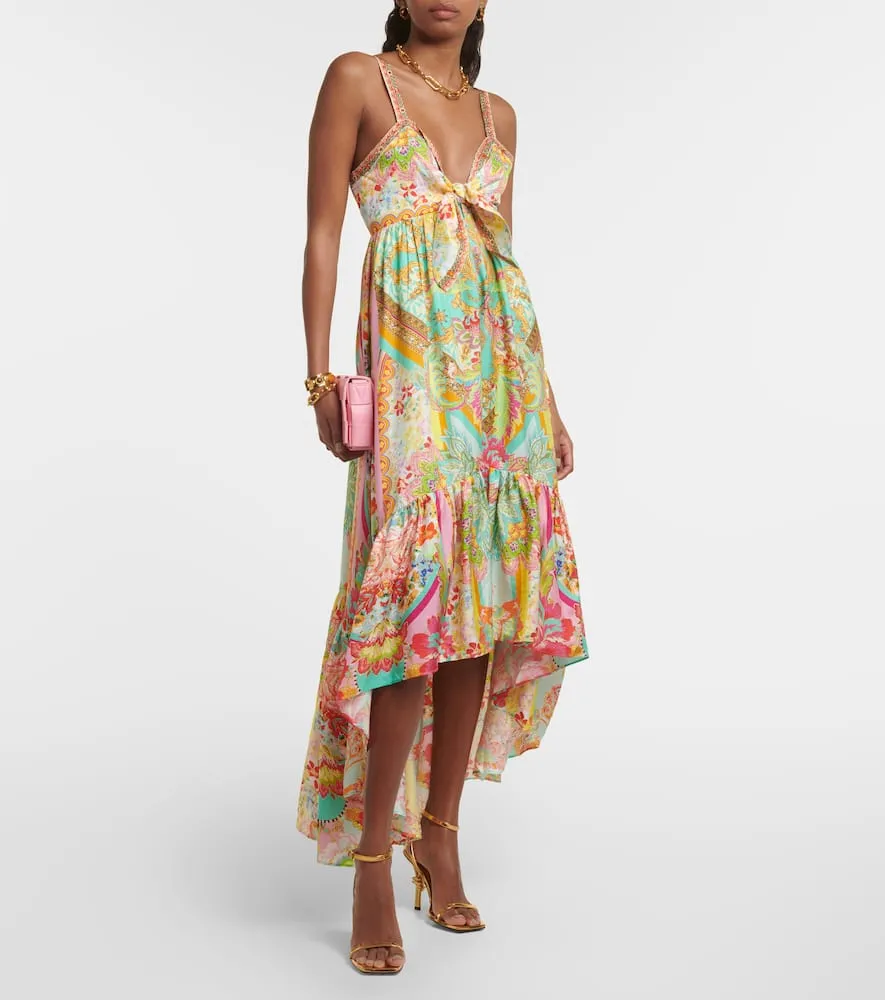Camilla Printed ruffled silk midi dress