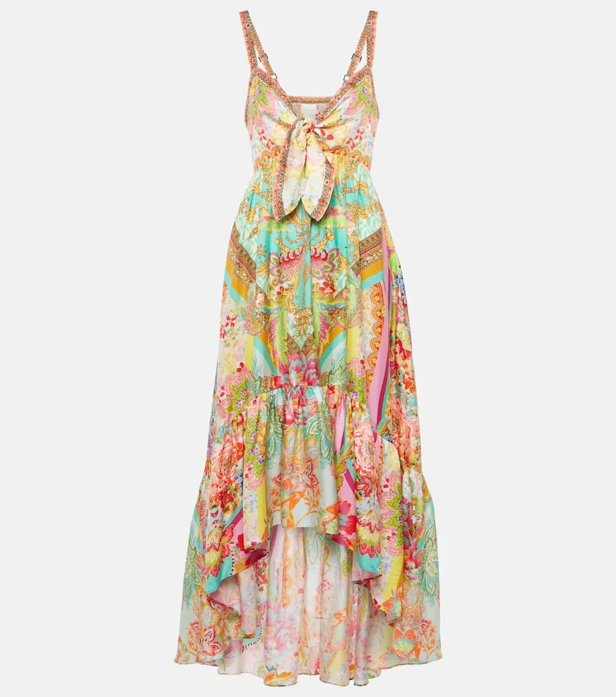 Camilla Printed ruffled silk midi dress