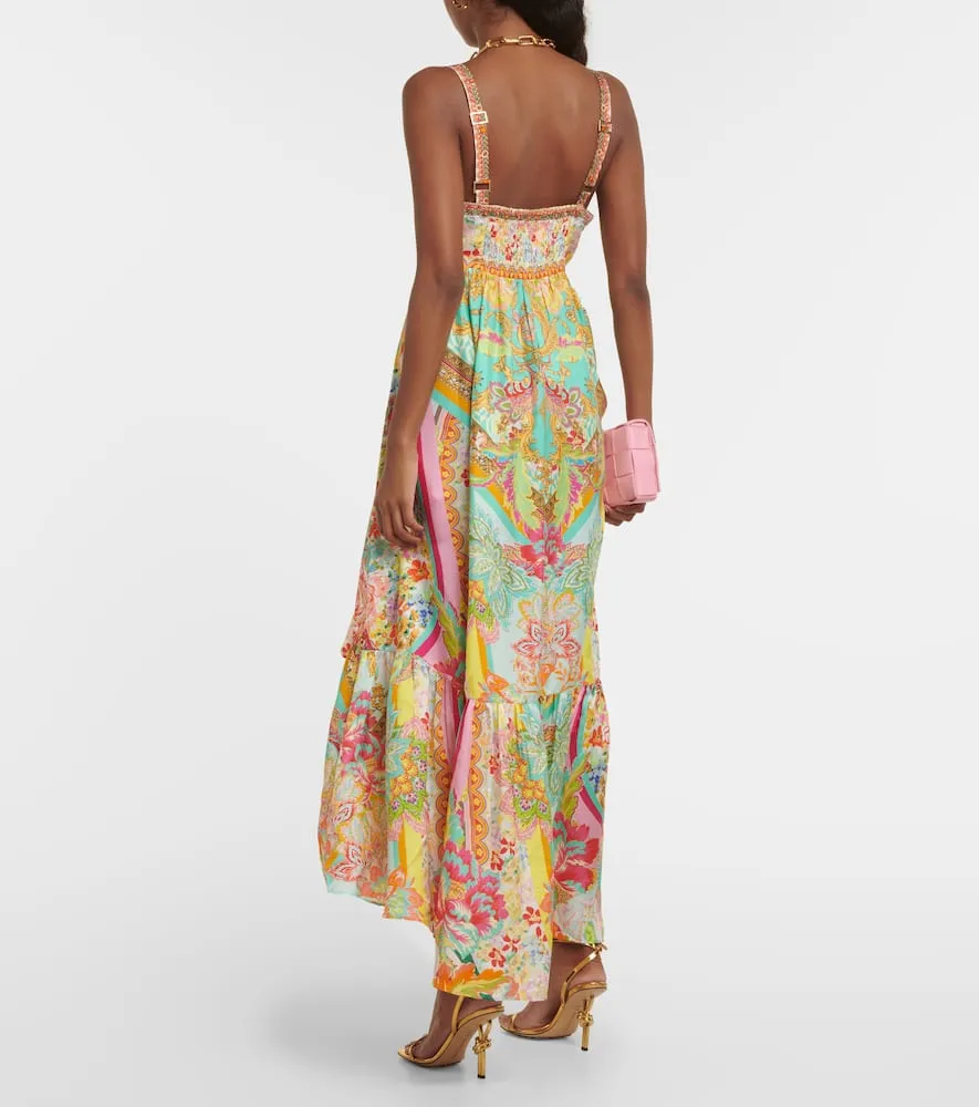 Camilla Printed ruffled silk midi dress