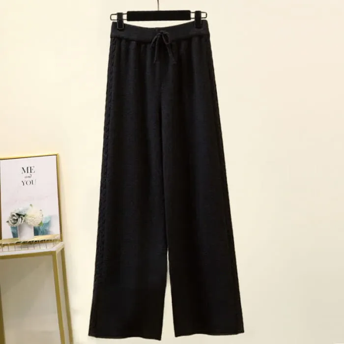 Chic Cable Sweater Wide Leg Pants Set
