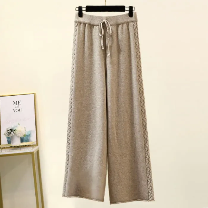 Chic Cable Sweater Wide Leg Pants Set