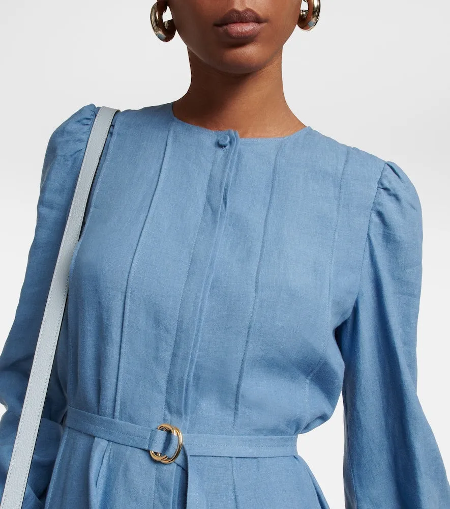 Chloe Belted linen midi dress