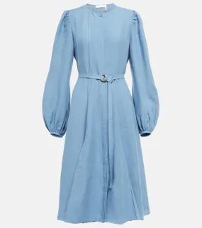 Chloe Belted linen midi dress