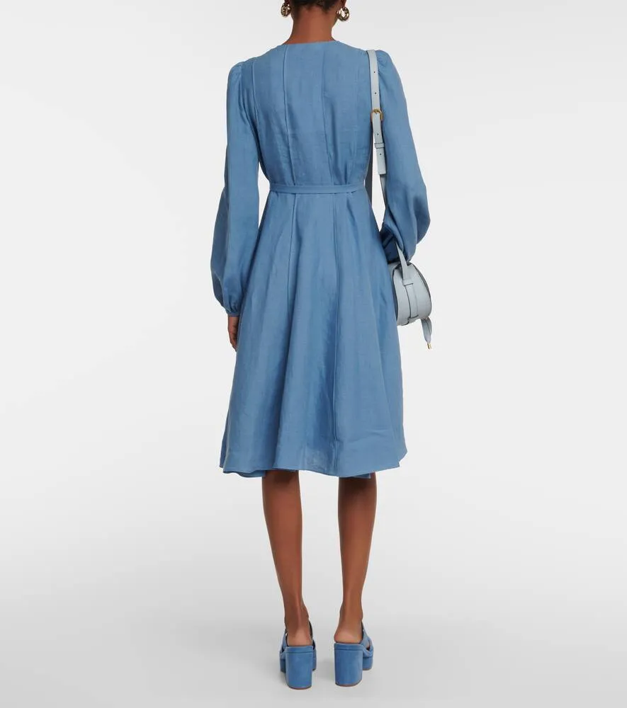 Chloe Belted linen midi dress