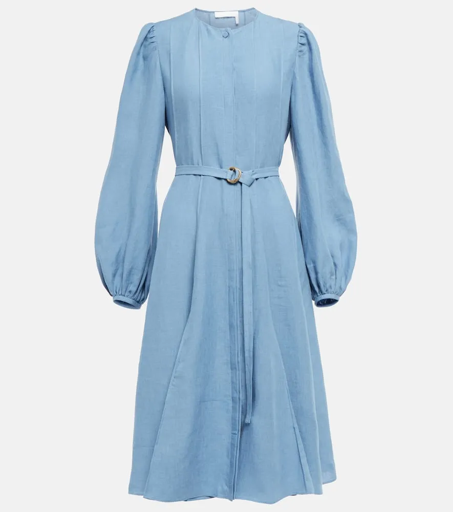 Chloe Belted linen midi dress