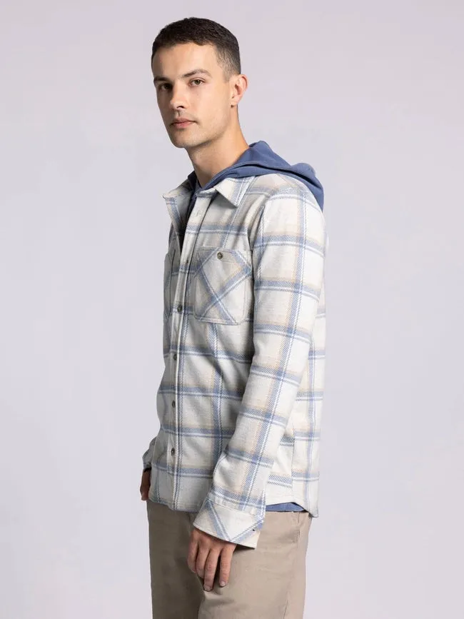 Clark Shirt - Long Sleeve Button Up  CREAM BLUE PLAID