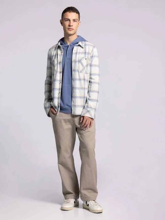 Clark Shirt - Long Sleeve Button Up  CREAM BLUE PLAID