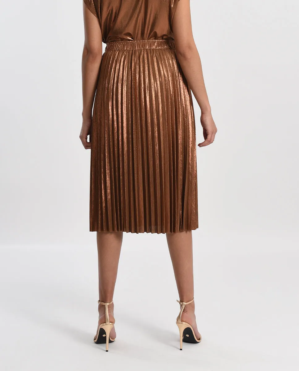 Copper Pleated Skirt