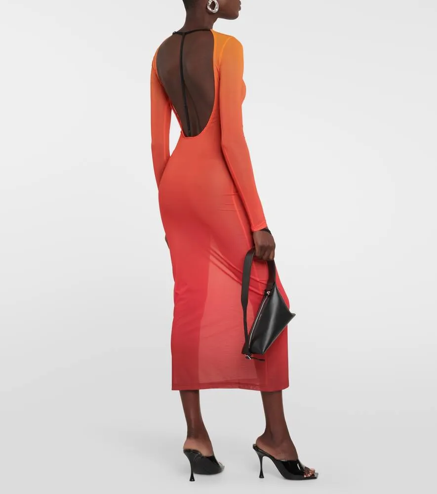 Courreges Gradient semi-sheer midi dress