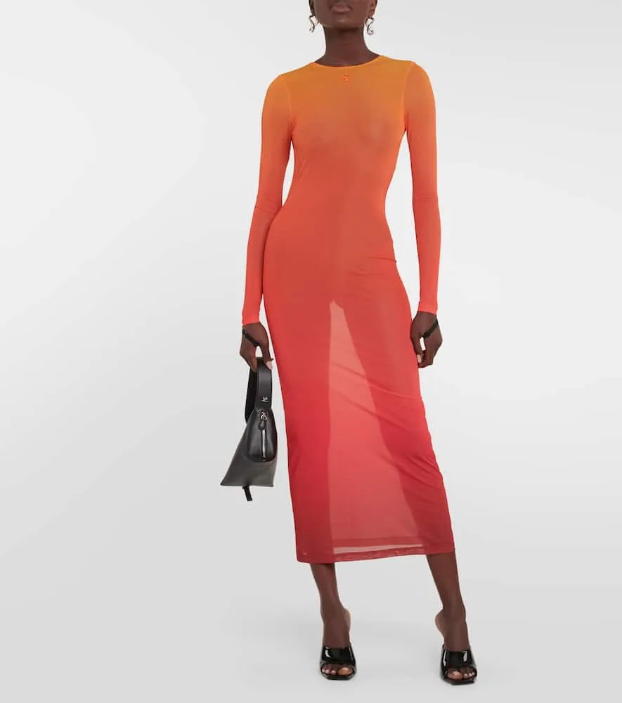 Courreges Gradient semi-sheer midi dress