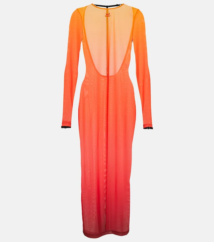 Courreges Gradient semi-sheer midi dress