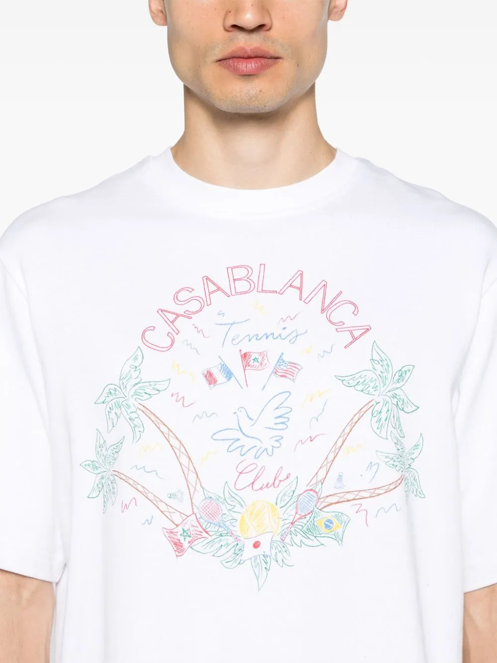 Crayon Tennis-print T-shirt