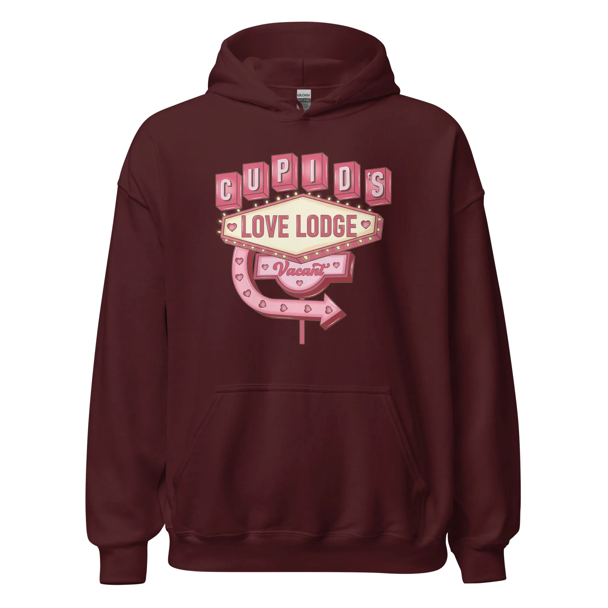 Cupid’s Love Lodge -  Cozy Valentine’s Day Hoodie - Romantic Designs for 2025
