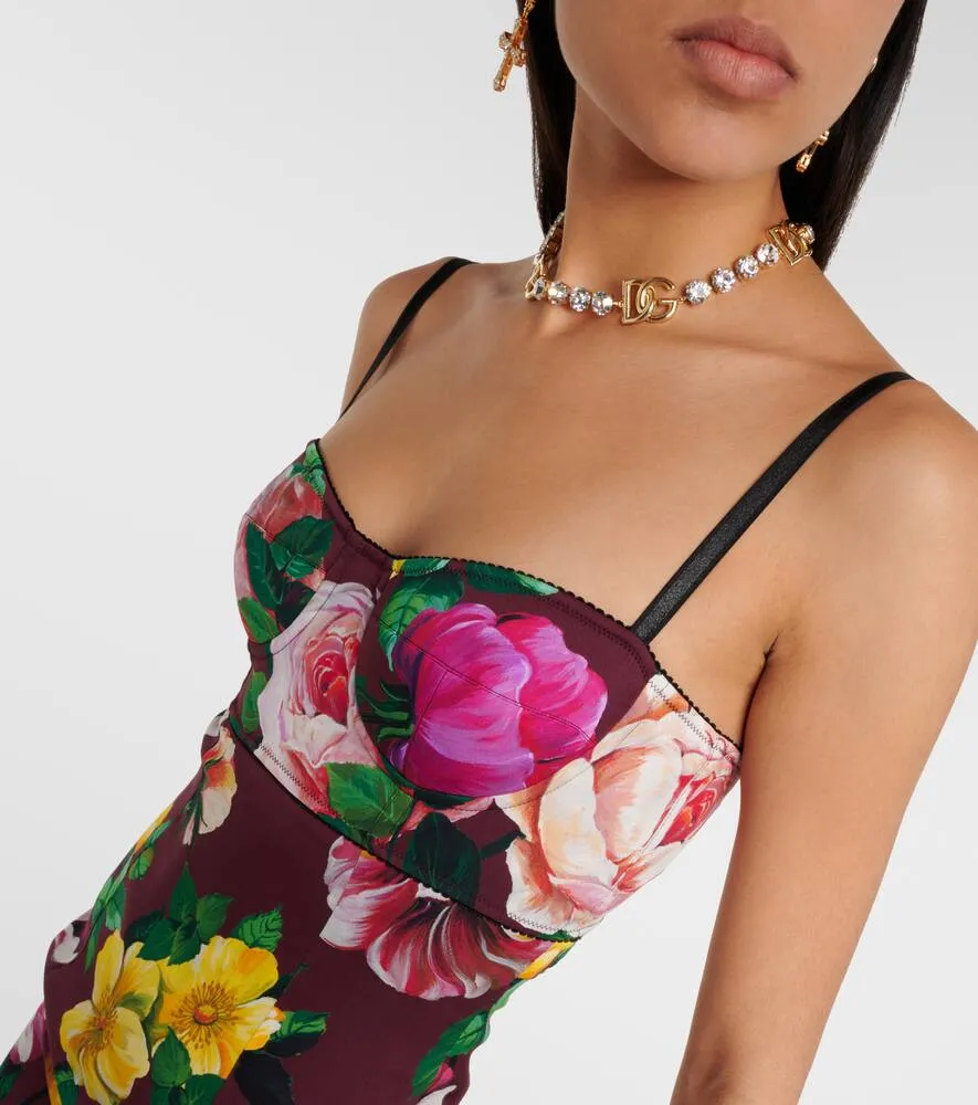 Dolce&Gabbana Floral silk-blend bustier midi dress