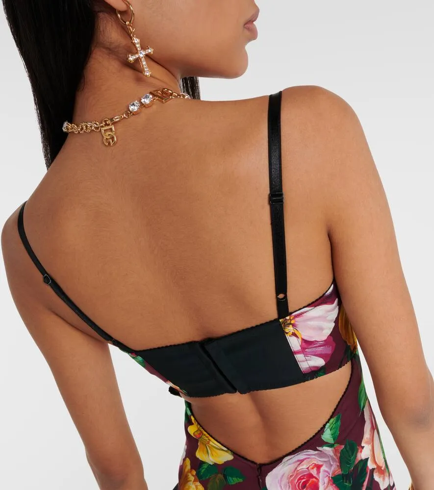 Dolce&Gabbana Floral silk-blend bustier midi dress