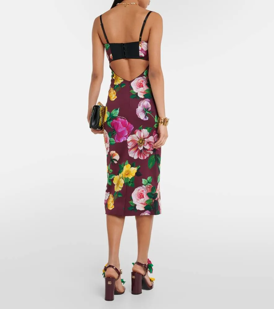 Dolce&Gabbana Floral silk-blend bustier midi dress