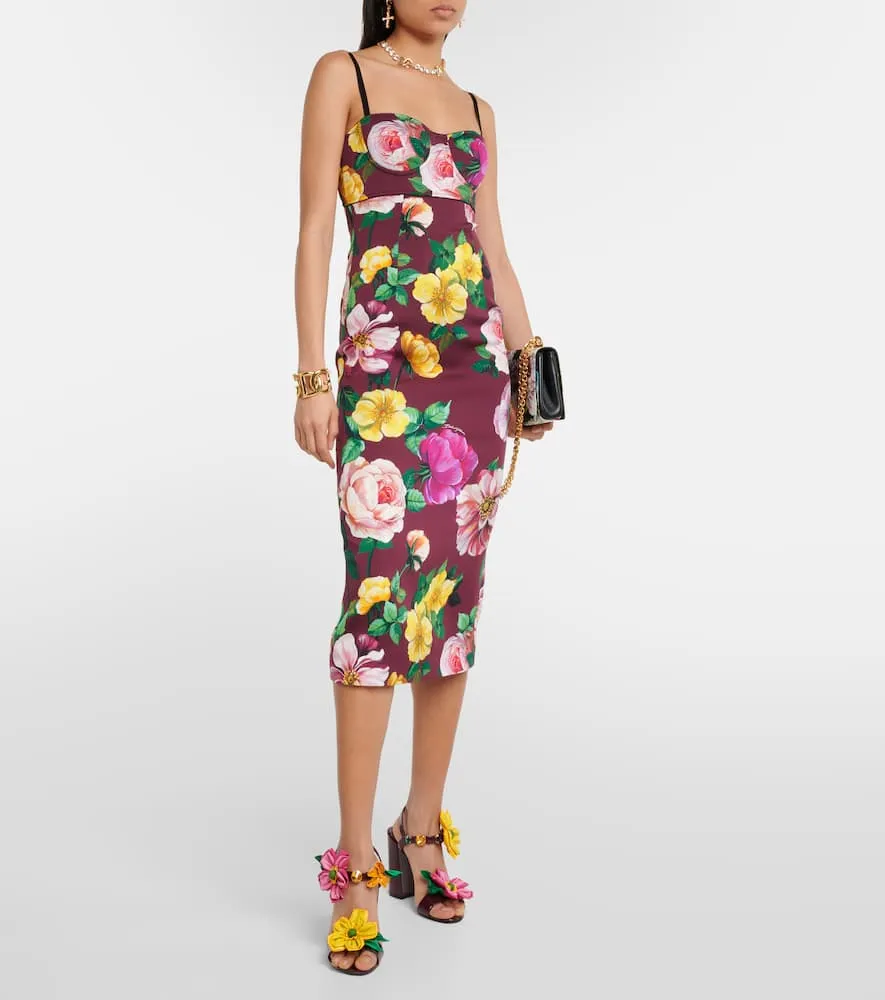 Dolce&Gabbana Floral silk-blend bustier midi dress