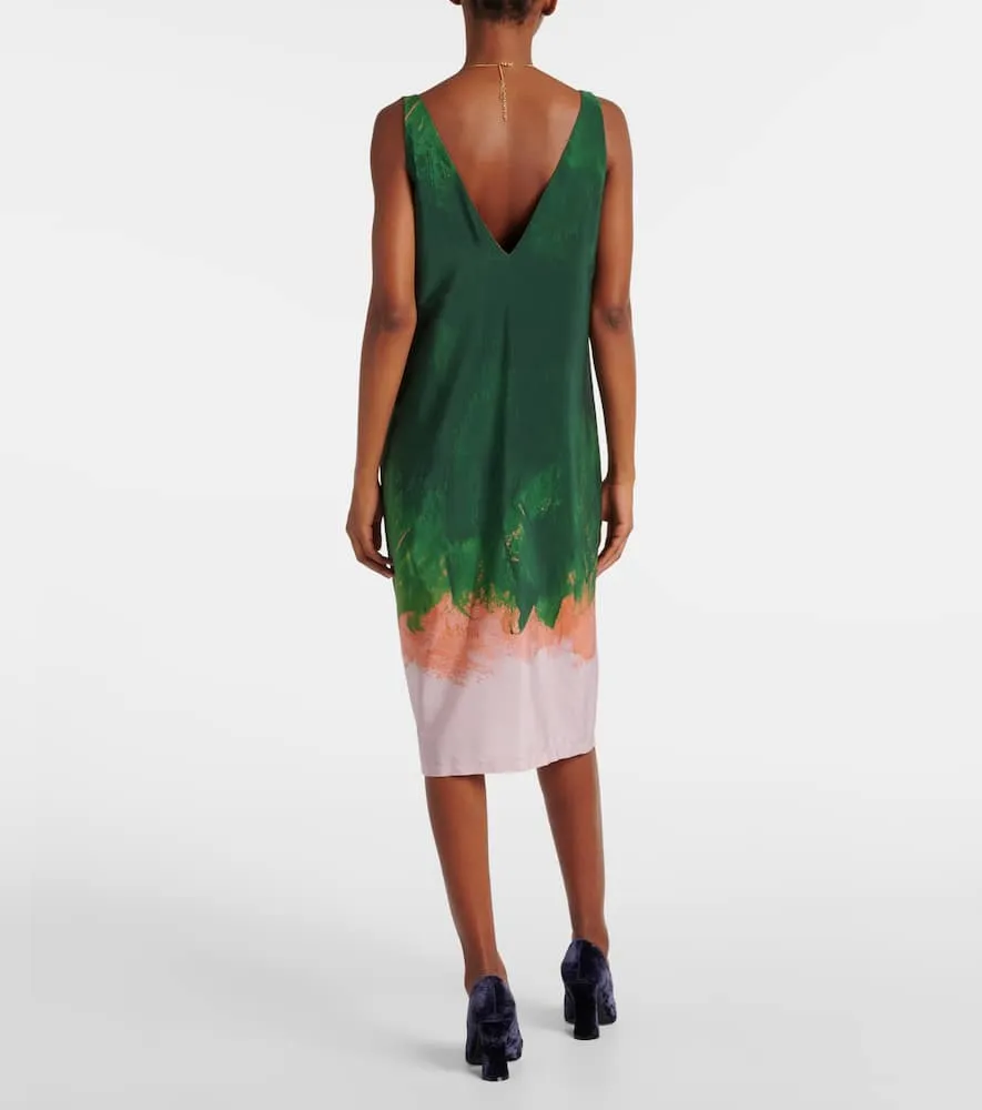 Dries Van Noten Printed silk-blend midi dress