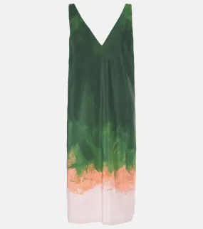 Dries Van Noten Printed silk-blend midi dress