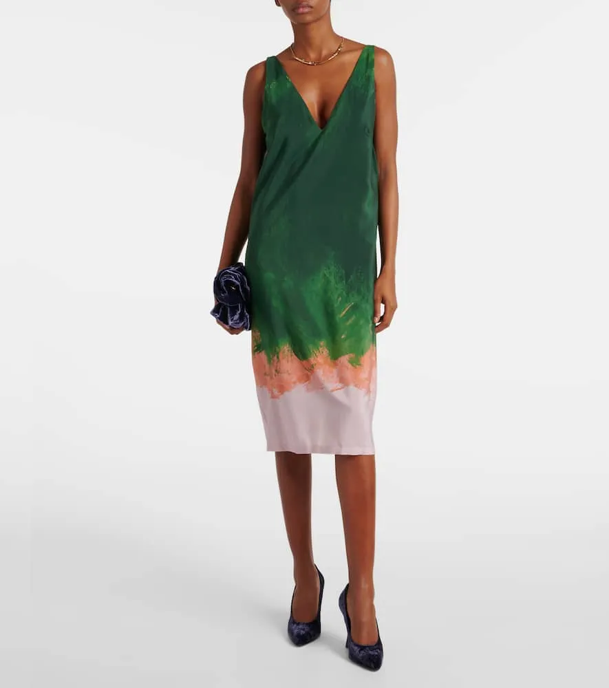 Dries Van Noten Printed silk-blend midi dress