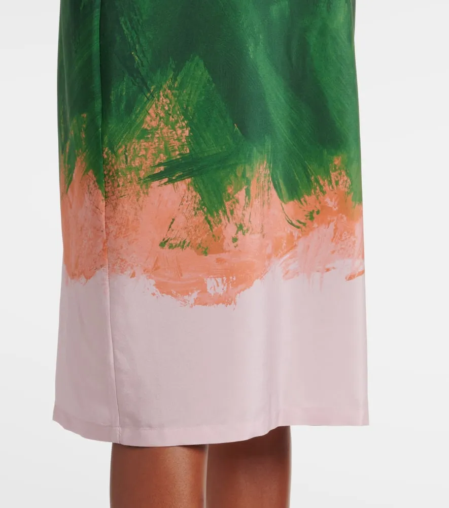 Dries Van Noten Printed silk-blend midi dress