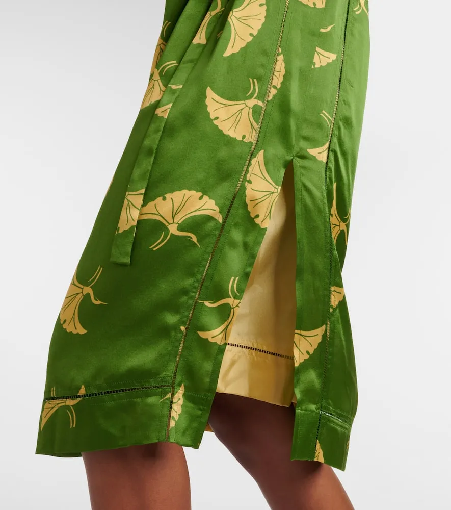 Dries Van Noten Printed silk satin wrap dress