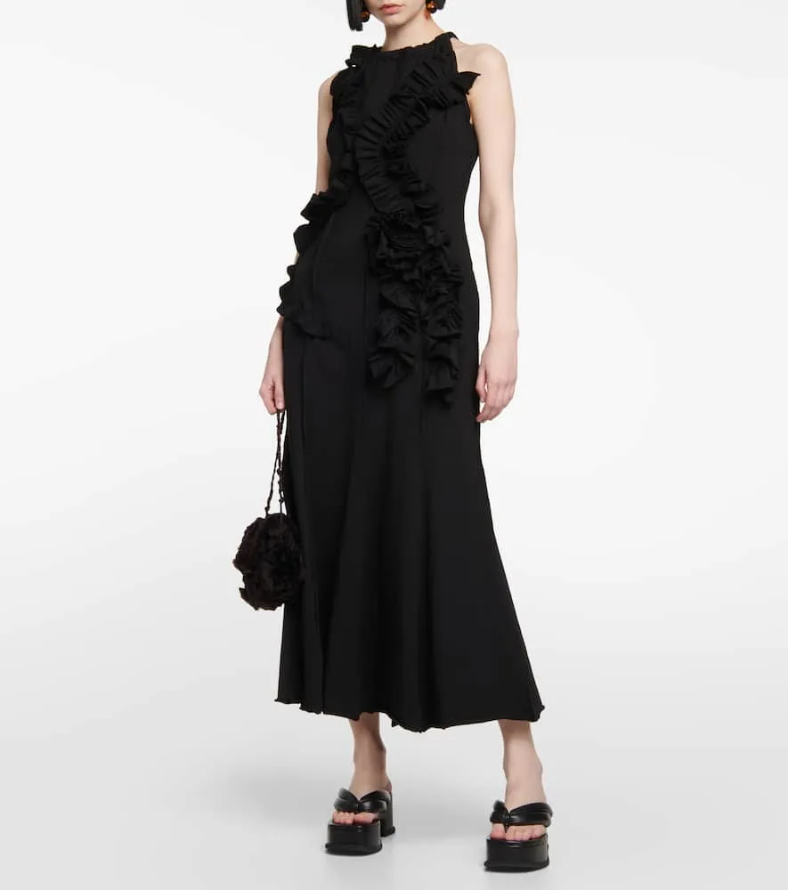 Dries Van Noten Ruffle-trimmed cotton jersey maxi dress