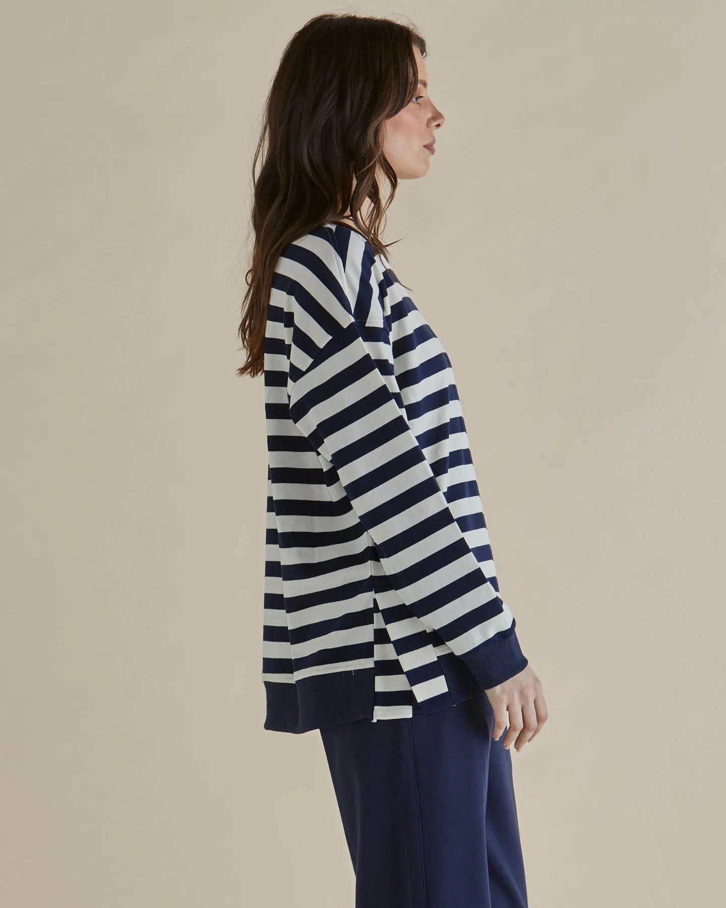 Easy Crew Sweat - Navy Stripe