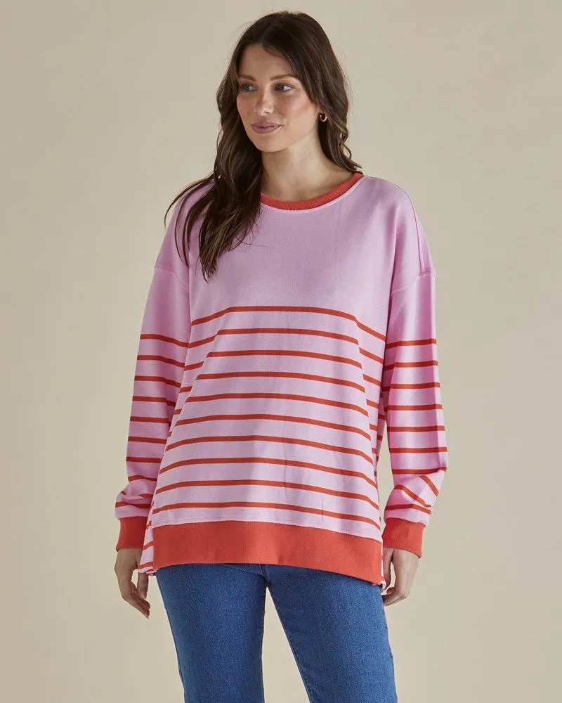 Easy Crew Sweat - Pink/Orange Stripe