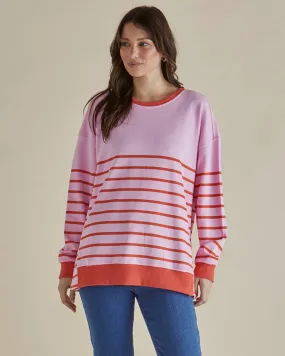 Easy Crew Sweat - Pink/Orange Stripe
