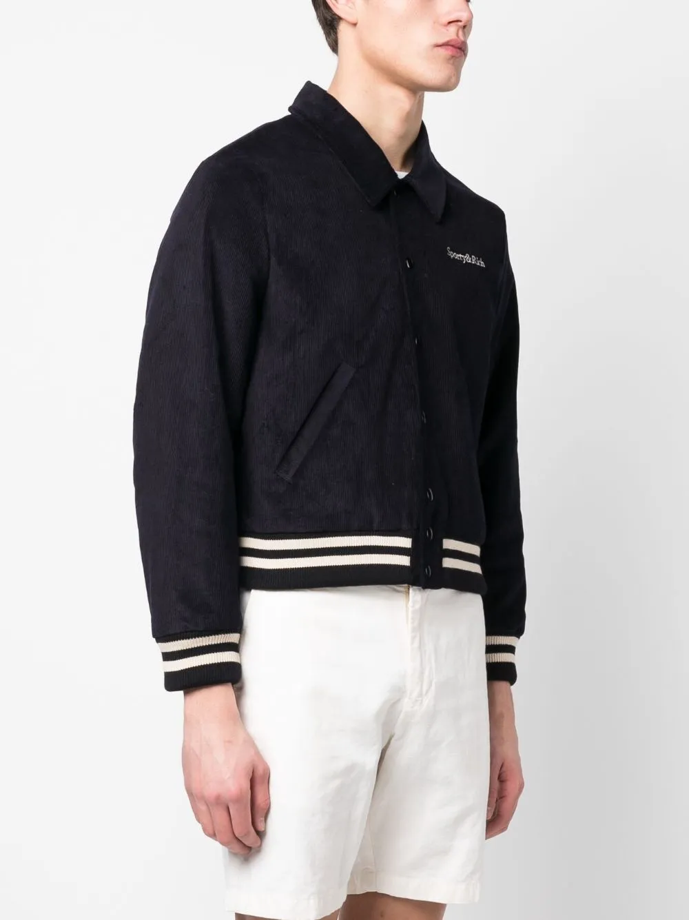 embroidered-logo bomber jacket