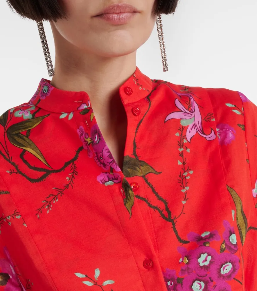 Erdem Tie-detail cotton and linen midi dress
