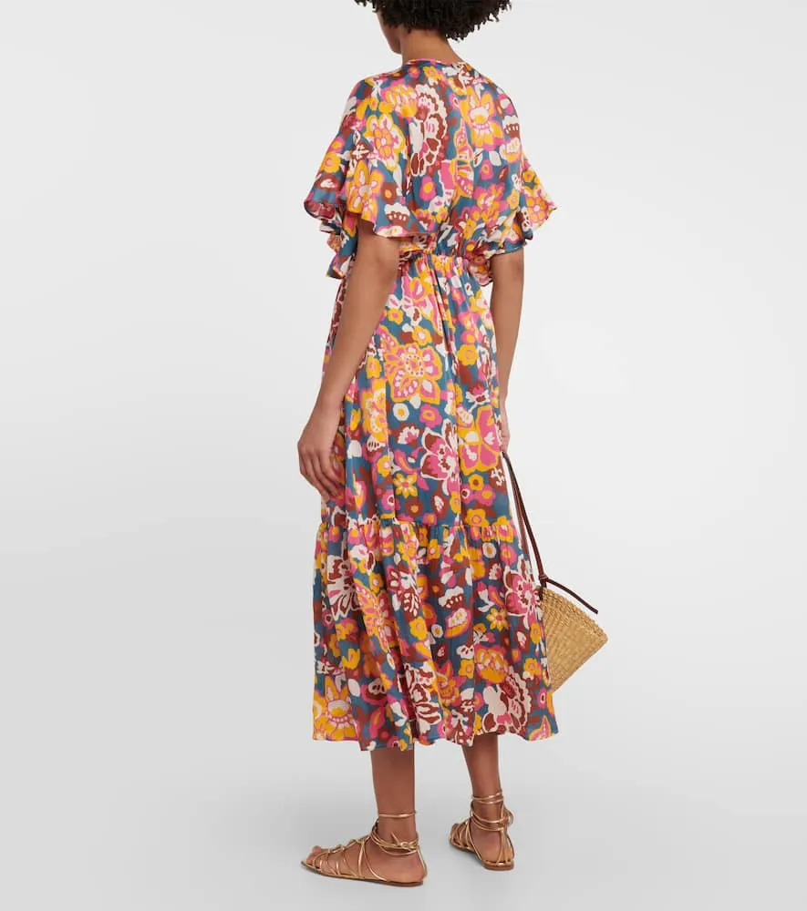 Eres Piment floral silk and cotton midi dress