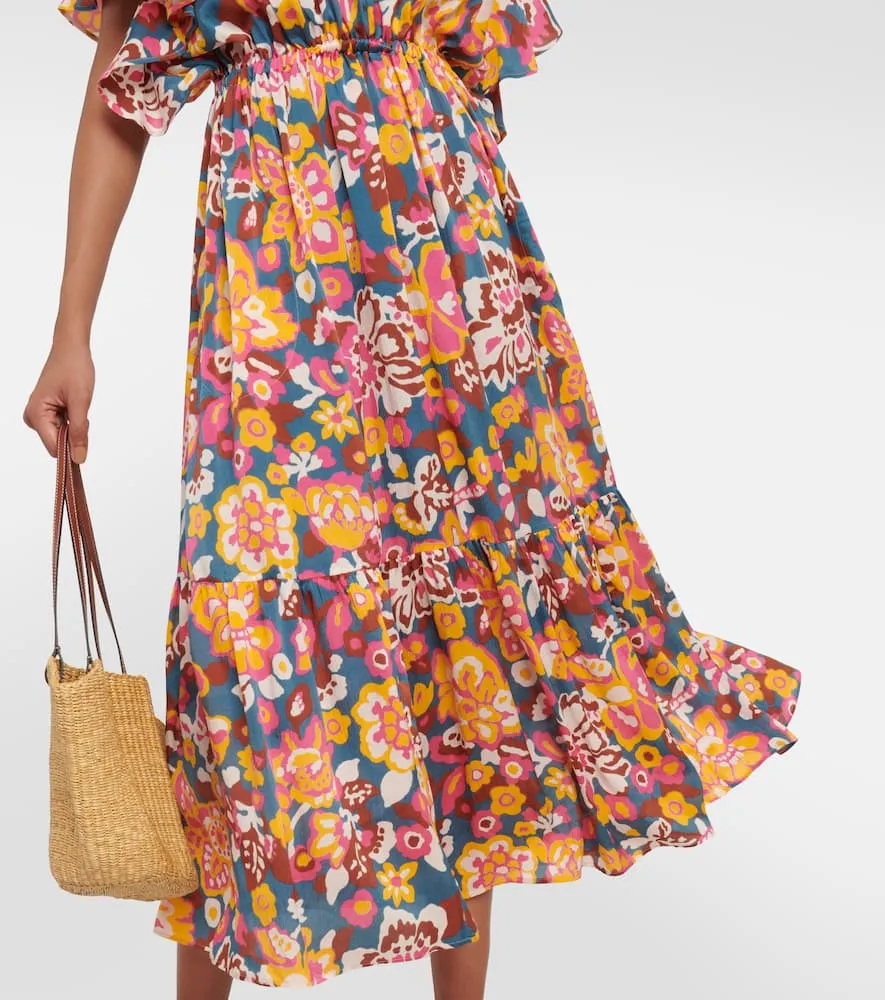 Eres Piment floral silk and cotton midi dress